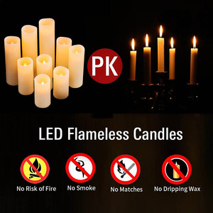הבהוב flameless <span class=keywords><strong>LED</strong></span> נרות שעווה אמיתית שנהב טור נרות עם שלט רחוק סוללה מופעל