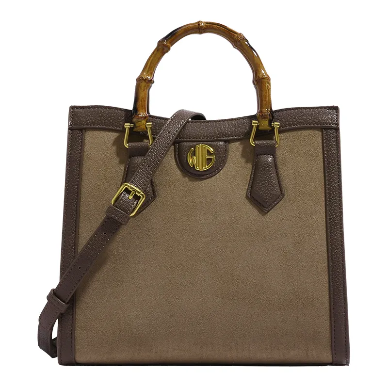 Bolso de diseñador para mujer, bolsa de mano con asa de bambú, novedad de 2013