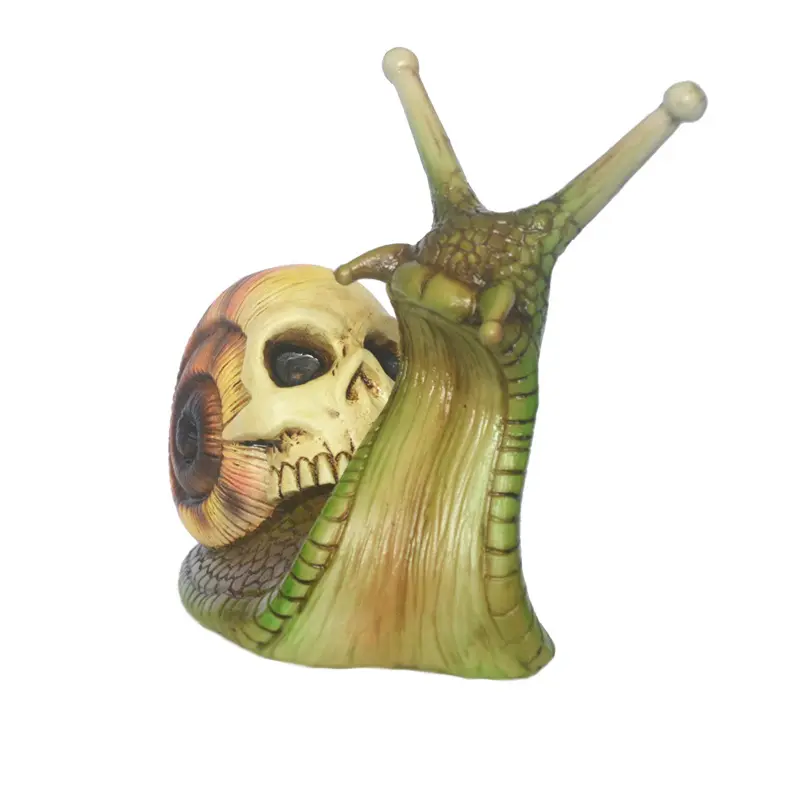 Escultura de Caracol de cráneo para Halloween, estatua gótica para jardín, decoración del hogar, artesanía de resina
