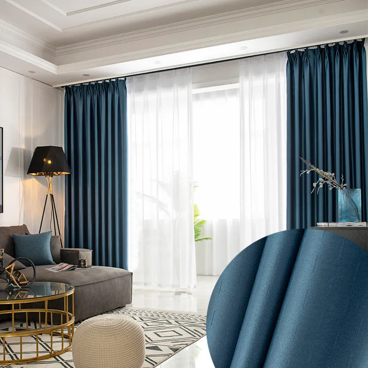 Cortinas de quarto Màn cửa màu xanh trong phòng khách chặn ra Rèm Cửa Nhà hiện đại cho phòng khách đồng bằng sang trọng