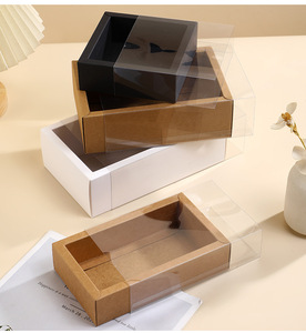 In Stock <strong>Rectangle</strong> Square Cardboard <strong>Box</strong> Small Black White <strong>Display</strong> Gift Packaging Jewelry <strong>Box</strong> with Transparent Cover - Product Image 3