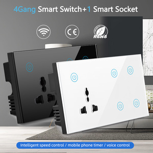 Smart WIFI 4Gang 1Way senza fili Touch Switch con 3Pn elettrico Multi funzione parete presa WIFI con Alexa Google Home