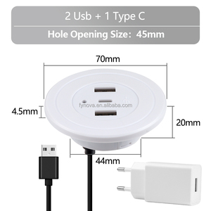 Toma de corriente de carga de teléfono móvil USB tipo C de 45mm diseño redondo de escritorio Mini 2 cargador de muebles Usb con adaptador DE LA UE para sofá - Product Image 2