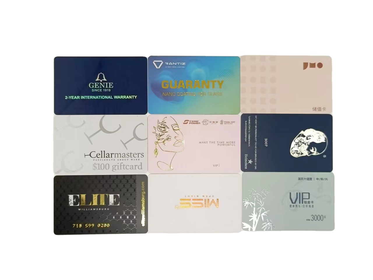 Custom Design Gold Silver Foil Stamping Logo Plastic Vip Business Cards