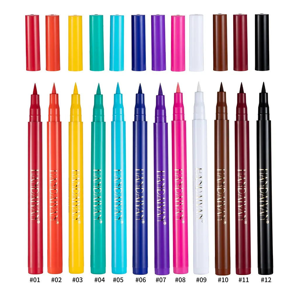 Toptan makyaj HANDAIYAN etiket göz kalemi kalem sıvı kalem renkli siyah beyaz sıvı leke ücretsiz mat Eyeliner kalem