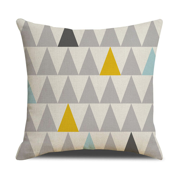 Hot Selling Home Yellow Color Classic Geometric Pattern Cushion Cover Custom Digital Printed Chevron Sofa Linen Cushion