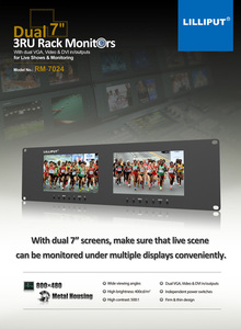 Lilliput RM7024 Dual 7&quot; LED Backlit Panel 3RU Dual VGA <strong>Composite</strong> Signals <strong>Input</strong> Rackmount <strong>Monitor</strong> - Product Image 3