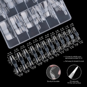 120 adet özel Logo yüksek kalite yanlış Nail İpuçları badem kare çift formu kalıp jel tırnak uzatma İpuçları araçları - Product Image 3