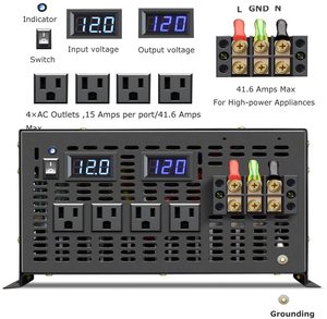 WZRELB Energía solar de onda sinusoidal 5000W Inversor 12V/24V a 100V/110V/120V DC a AC Convertidor fuera de la red