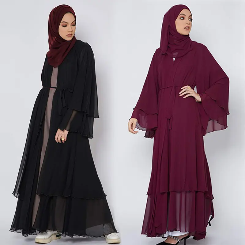 Dubai Abaya Jilbab de prière pour femmes musulmanes Khimar Niqab Set Vêtements ethniques islamiques avec 2 couches hijab abaya robe musulmane pour femmes