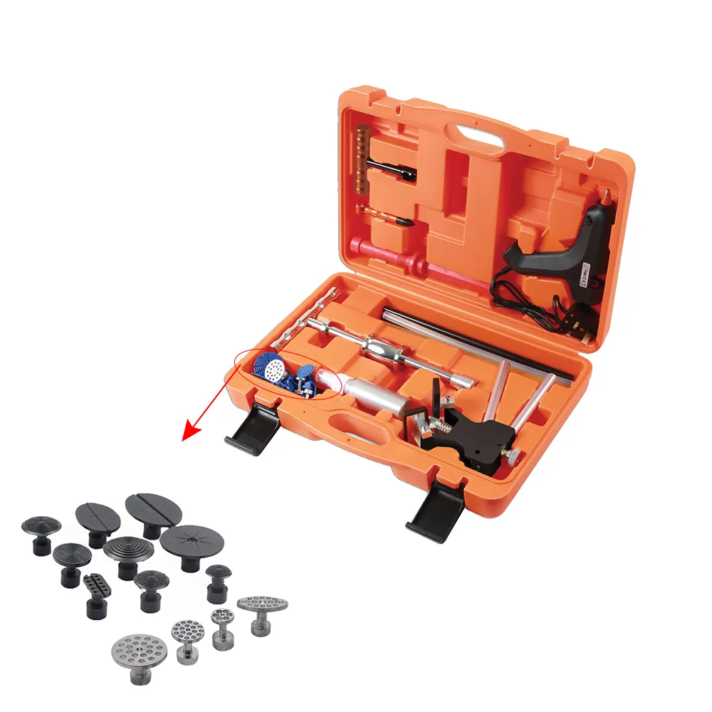 Kit d'outils de réparation de débosselage sans peinture pour atelier de réparation de bosses mineures de carrosserie de voiture 28 pièces