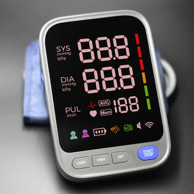 Monitor de pressão arterial-kit automático para braço, pressão arterial com grande display, batimento cardíaco irregular