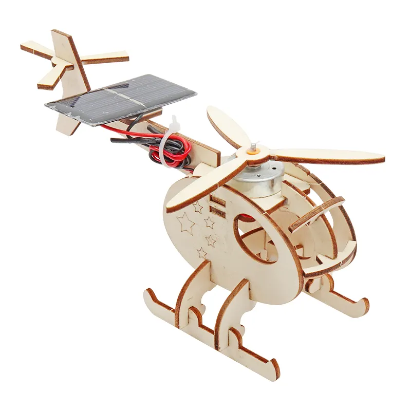 Ciência Aprendizagem Educacional Brinquedo De Madeira Diy Solar Helicóptero Handmade Modelo Infantil Brinquedos