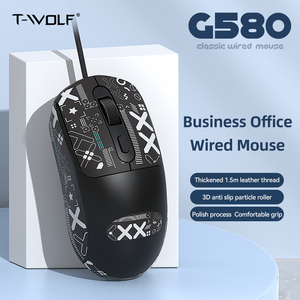 T-WOLF G580 cablato Mouse USB 4D silenzioso tracciamento ottico a LED retroilluminato per Desktop e Notebook portatile uso ufficio commerciale all'ingrosso - Product Image 2