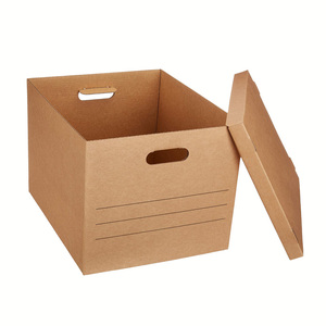 Cajas de almacenamiento de papel Kraft grandes de tamaño personalizado cartón corrugado archivo banquero documento caja de cartón con asa portátil - Product Image 2