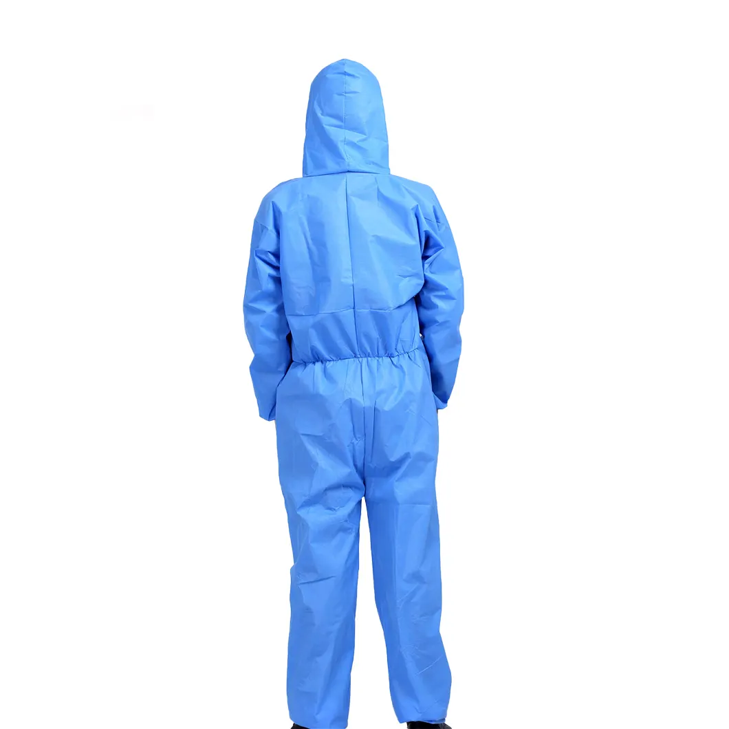 Tipo 5 6 Cor Branca Impermeável descartável macacões Vestuário Safety Hazmat Suit Micro poroso PP PE