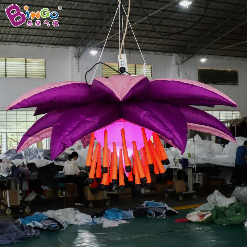 Decoración inflable para fiesta, flor púrpura con espinas, 1,5x0,57 m