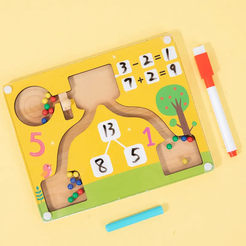 Ajout éducatif soustraction labyrinthe magnétique jeu de société mathématiques perle comptage en bois enfants jouet