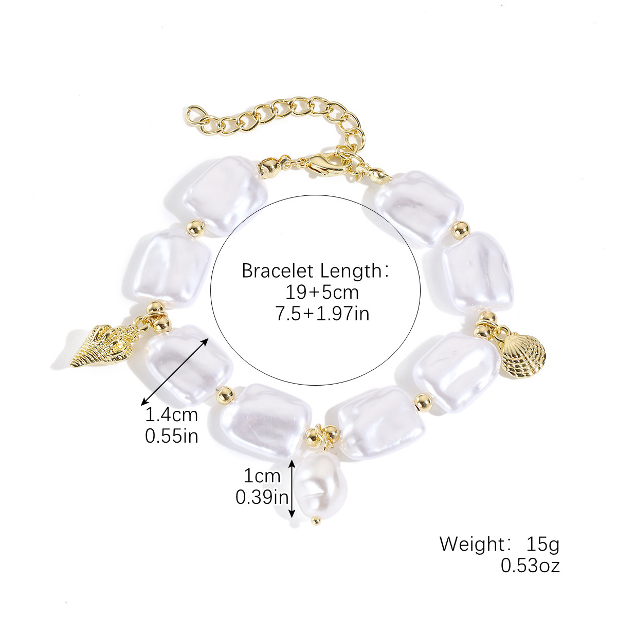 Bracelet étoile de mer et conque S2412-22