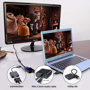 1080P <strong>HDMI</strong> Male to <strong>VGA</strong> Female Converter Adapter Cable with 3.5MM Audio Cable for Notebook Computer Laptop PC Monitor Projector - Product Image 4