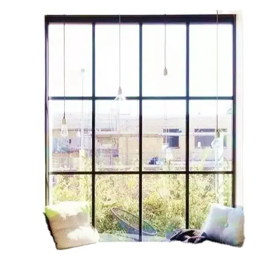 Diseño moderno Americano antirrobo residencia acero frontal Ventana de acero parrillas imágenes ventanas de acero