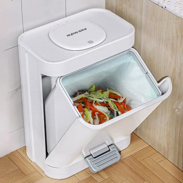 JOYBOS-poubelle de cuisine en plastique breveté avec couvercle de Type presse, poubelle à pédale de grande capacité