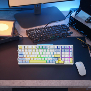 Teclado mecánico ergonómico para juegos inalámbrico RGB de 98 teclas, tres modos, intercambiables en caliente para Mac/PC/Win, multiordenador, escritorio árabe - Product Image 4