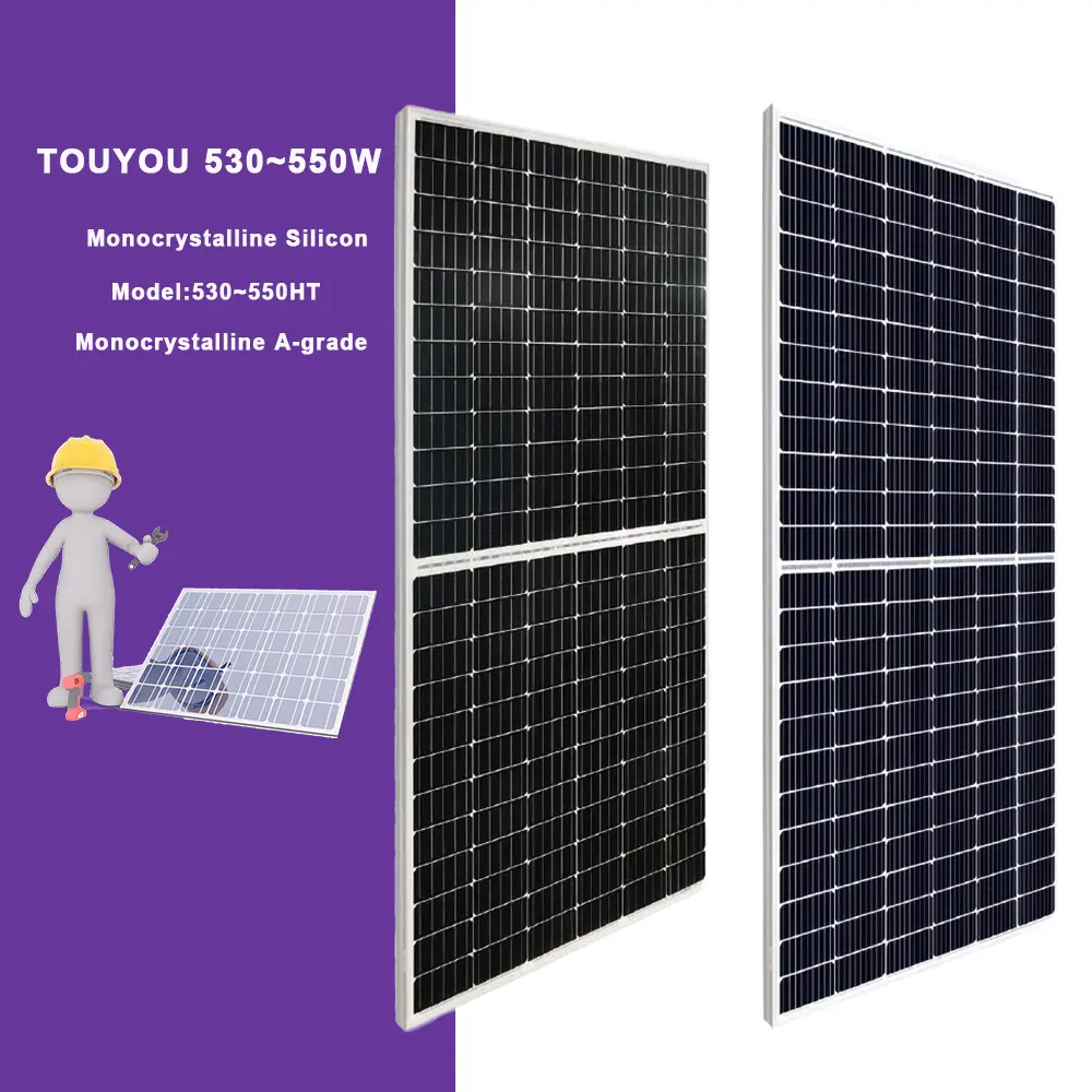 Hiệu quả cao Mono Tấm Pin Mặt Trời 550 W n-loại 550 watt PV Mono bảng điều khiển năng lượng mặt trời một lớp Tấm quang điện 550 W