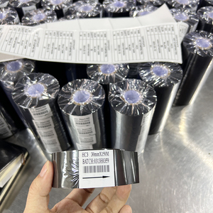 Kostenlose Probe Schwarz 30mm Breite 100m Länge Heiß präge folie für Codier maschinen drucker Kunststoff folie Papier Datums codierung sband