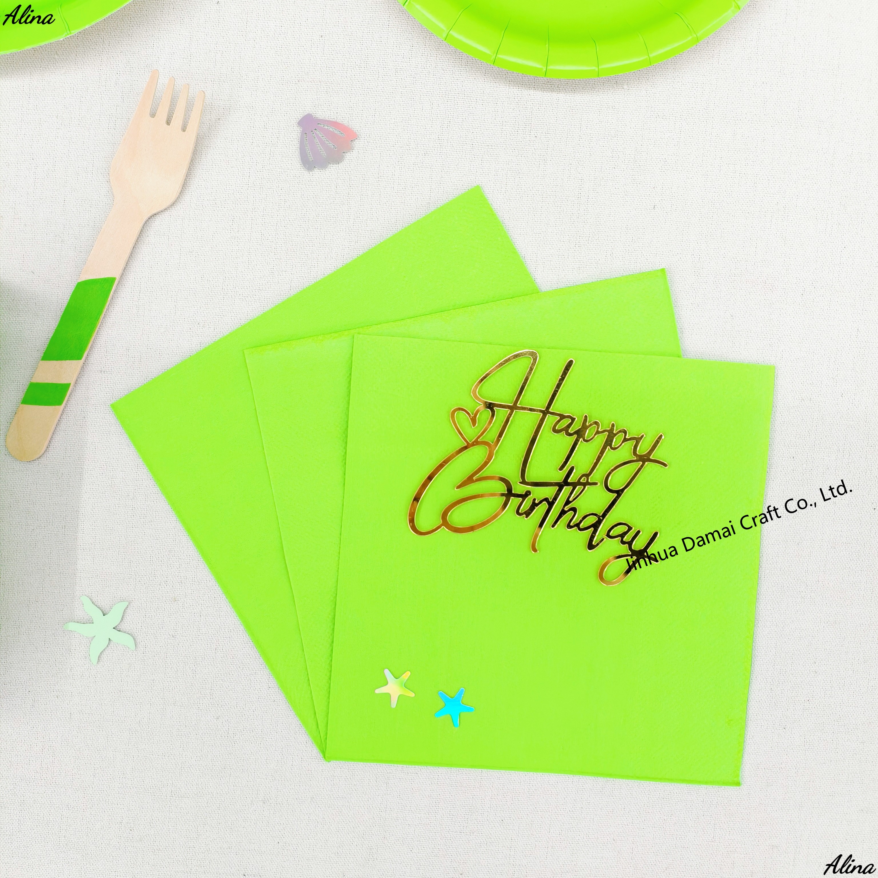 ผ้าเช็ดปากสีเขียว 33ซม.*20ชิ้น