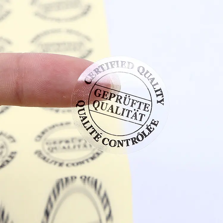 Logotipo personalizado impressão redonda forma clara PVC adesivos rótulos