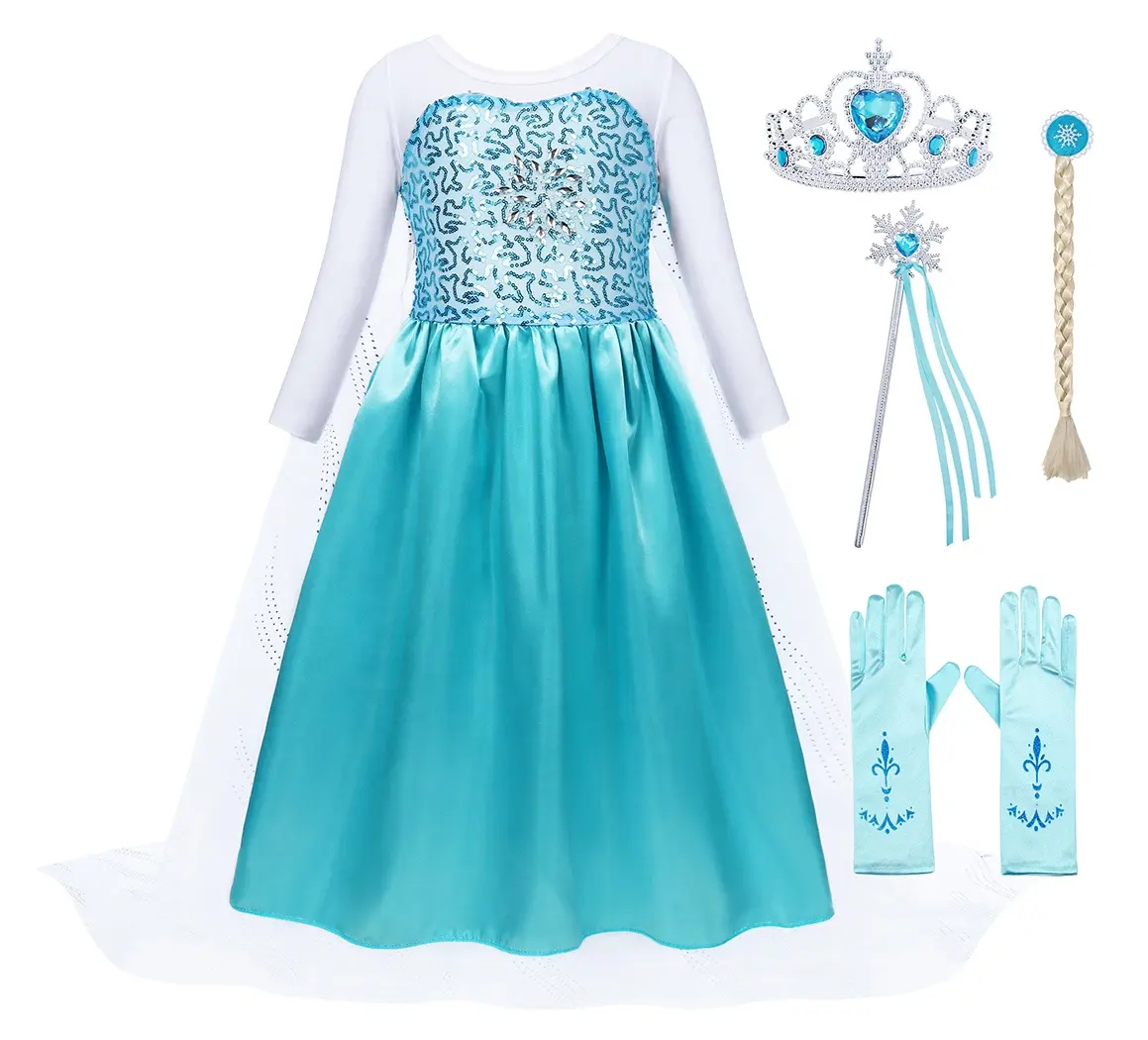 Abiti Cosplay per bambine Elsa Princess Costumes Princess Anna Birthday Party Dress Up Wholesale