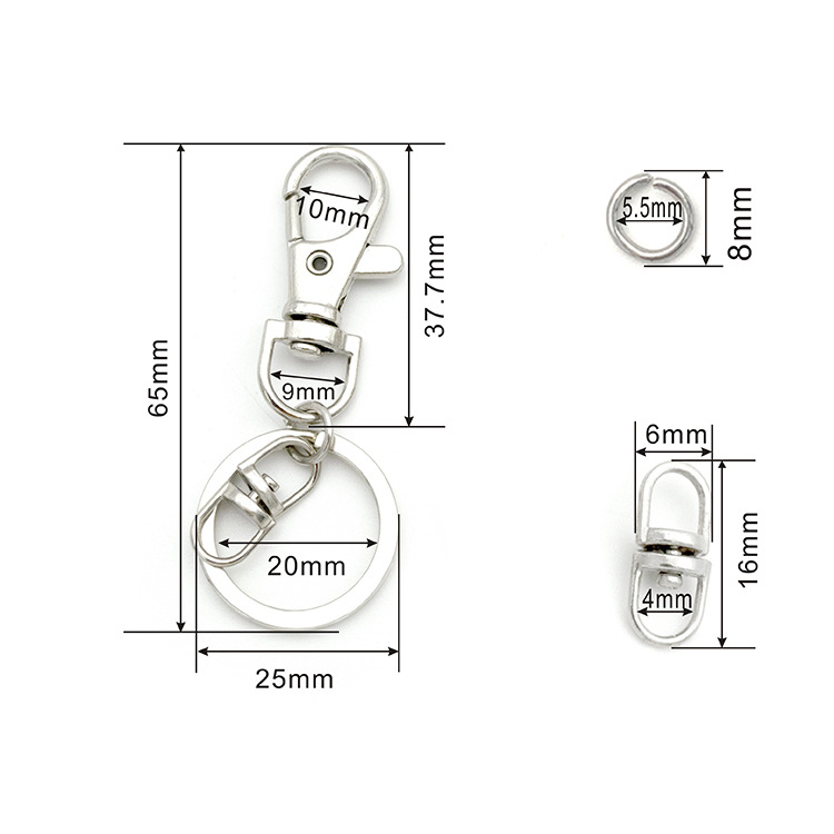 Anilla plana plateada de 25 mm, hebilla para perro de 4.6 g, hebilla figura 8.