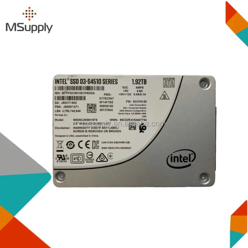 SSDSC2KB019T801 1.92 To 2.5 pouces 6Gbps TLC D3 S4510 Series Read Intensive SED SATA Solid State Drive