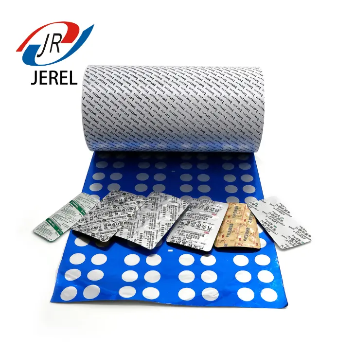 JEREL दवा ब्लिस्टर ptp एल्यूमीनियम के लिए नीचे पन्नी alu alu पन्नी और पीवीसी शीट के साथ ब्लिस्टर पैकेजिंग