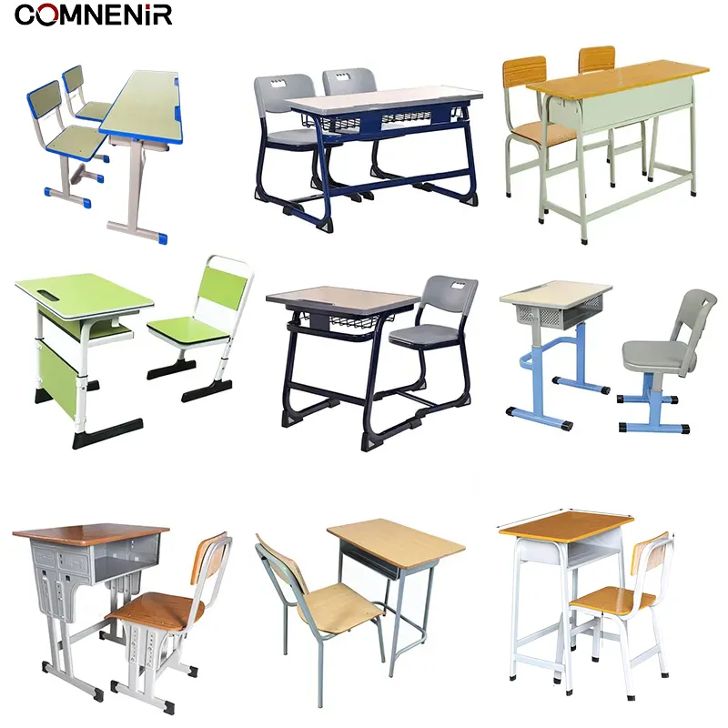 Scrivania e sedia per studenti in legno durevoli a buon mercato Set scrivania e sedia per scuola moderna per l'aula