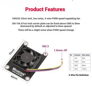Dedicated PWM Speed <strong>Control</strong> Fan for <strong>Raspberry</strong> <strong>Pi</strong> CM5 Core Board Low Noise &amp; Fast Heat Dissipation Camera Modules - Product Image 3