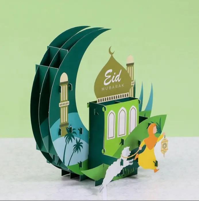 Happy Eid Mubarak biglietto di auguri Ramadan Castle Moon 3D Pop Up Card Eid Gift Card per musulmani