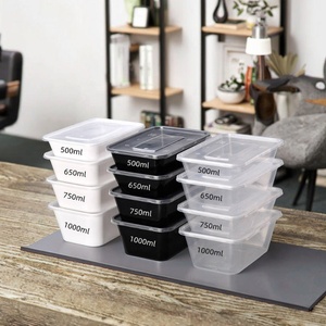 Sıcak satış taşınabilir 500ml/650ml/750ml/1000ml temizle dikdörtgen tek <span class=keywords><strong>PP</strong></span> Bento kutusu mikrodalga yemek hazırlık salata kapları - Product Image 3