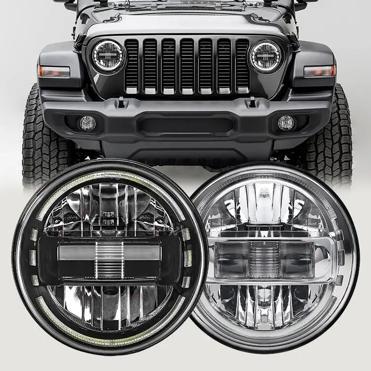 LOYO DOT 7 pollici round led car headlight 7 "led headlight halo EMC integrato per Jeep Wrangler JK Rubicon Sahara Willys Hummer H1 H2