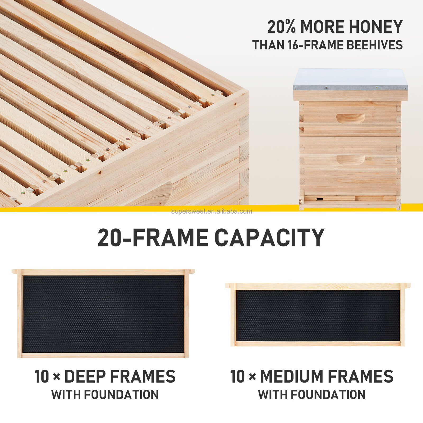 10 Frames Beekeeping Wooden Langstroth Beehive Bee hive Two Layer Hive Deep Bee Box