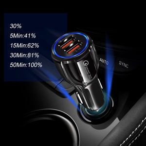 20W総出力カーチャージャー2 USBポートQC3.0クイックチャージ3.1A各12 V-24V多デバイス用ワイド電圧入力ABS材料 - Product Image 2
