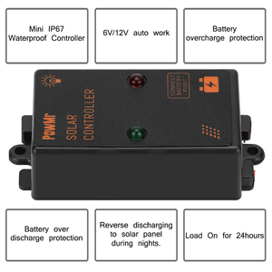 PowMr PWM 5A12VミニソーラーコントローラーIP67鉛蓄電池用防水ミニソーラー充電コントローラー - Product Image 5