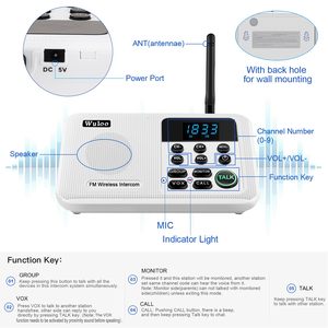 Professional 22-Channel <strong>Wireless</strong> <strong>Intercom</strong> <strong>System</strong> - 1 Mile Range, 99 Digital Codes, LCD Display for Home/Business - Product Image 5