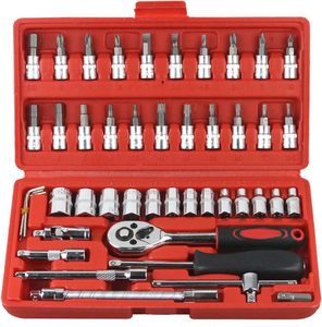 46-Piece 1/4 Inch Drive Socket Set <strong>2025</strong> Upgrade Compact Car Screwdriver Kit Metric Extension Bar Bit Socket Set for Tool-001 - Product Image 1