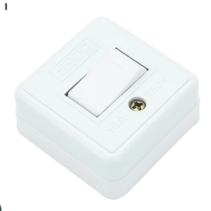 Interruttore quadrato montato su superficie 1 banda per luce con interruttore a comodino piatto a vite, interruttore a mano a pulsante bianco - Product Image 2