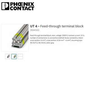 Phoenix 3044102 UT 4 - <strong>Feed</strong>-through <strong>Terminal</strong> <strong>Block</strong>
