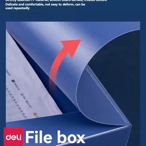 Deli 5615 <strong>File</strong> <strong>Box</strong> A4 <strong>File</strong> <strong>Box</strong> 35mm Blue 1 Plastic Thickened Vertical Large Capacity <strong>Folder</strong> Office Sorting and Sorting - Product Image 2