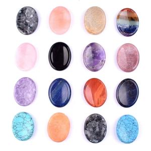 OMK grosir batu kuarsa mawar alami Oval khawatir batu kristal penyembuhan batu Worrystone Thumb Flint untuk menghilangkan stres hadiah kerajinan - Product Image 1