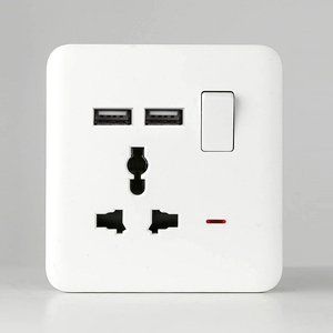 英語エレガンススマート統合スイッチソケット1ギャングMFスイッチUSB ACソケット (LEDインジケーター付き) - Product Image 2